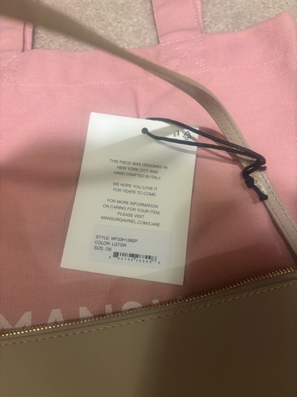 NWT! Mansur Gavriel Gaia Leather Shoulder Bag in light grey - Picture 8 of 9